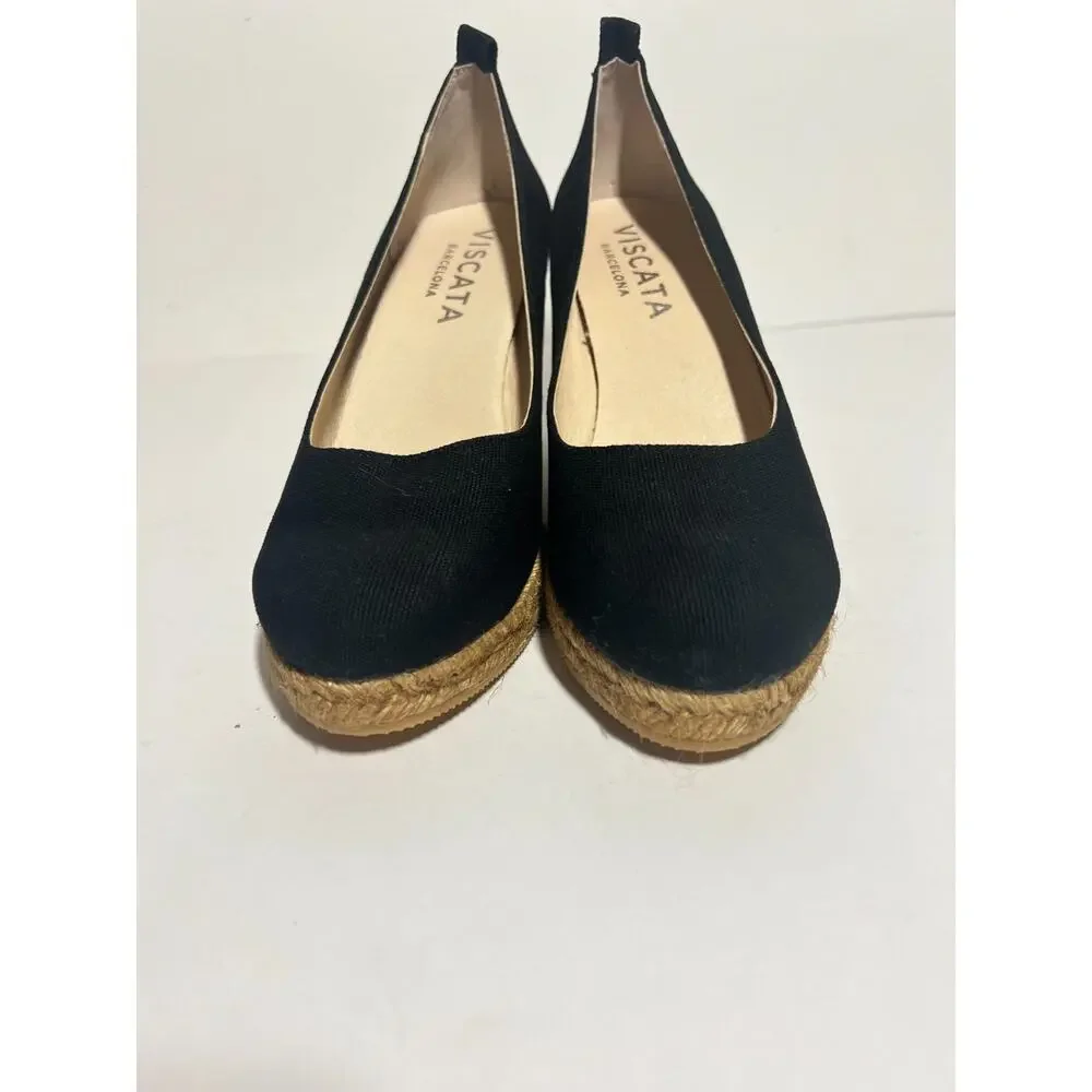 Viscata EUC Black Canvas Marquesa Espadrille 3.5